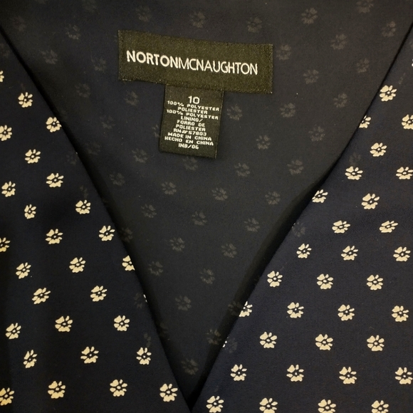 Norton Mc Naughton V-neck Women's Sleeveless Top Navy Blue Floral Print Size 10 - Picture 2 of 5